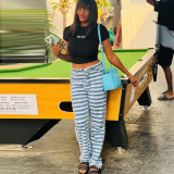 Individualized trend tassel stripe washed jeans