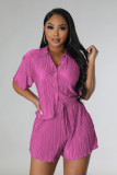 Solid Color Crease Casual two-piece Set