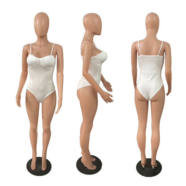 Chicken feather short skirt, solid color suspender jumpsuit, lower dress suit, two-piece jumpsuit, including chest pad