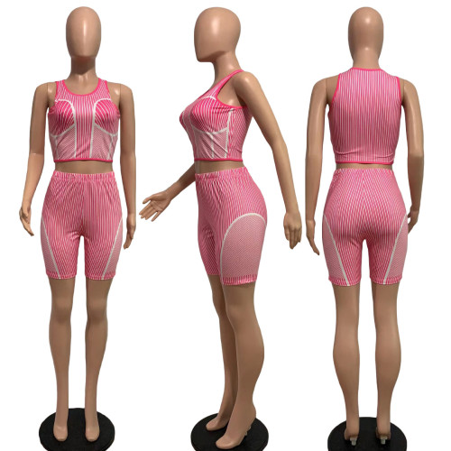 Fashion Orientation Printed Slim Fit Sports Tank Top Casual Set