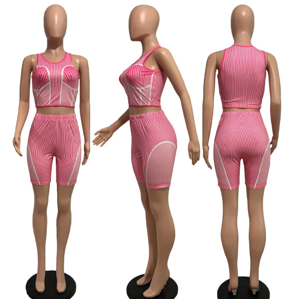 Fashion Orientation Printed Slim Fit Sports Tank Top Casual Set