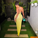 Fashion Wave Cross Strap Open Back Slim Fit Dress