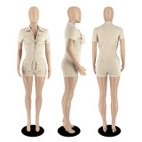Zip pocket solid color work suit