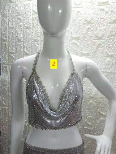 High quality fashionable women's nightclub low cut backless sequin top