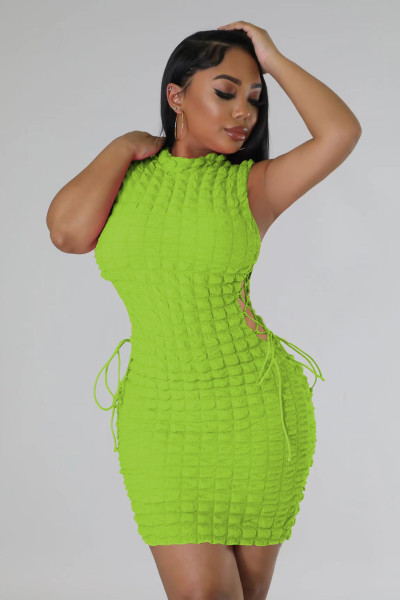 Women's Fashion Sexy Temperament Side Waist Lace Up and Lining Dress