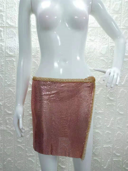 High quality fashionable women's nightclub low cut open back sequin lace up skirt