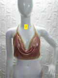 High quality fashionable women's nightclub low cut backless sequin top