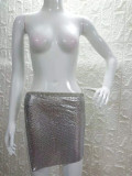 High quality fashionable women's nightclub low cut open back sequin lace up skirt