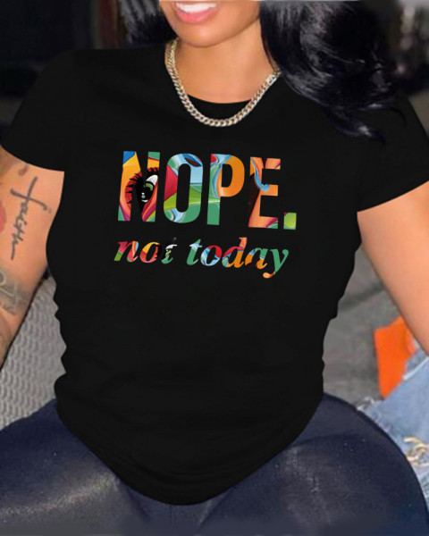 Simple Casual T-shirt Round Neck Pullover Short Sleeve Top