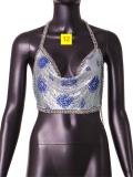 High quality fashionable women's nightclub low cut backless sequin top