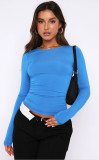 Women's casual long-sleeved T-shirt Spring and Autumn Solid Color Slim Fit Pullover T-shirt Women's Street Wear Bottom Top