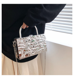 Fashion Ice Crack Personalized Handheld One Shoulder Chain Small Square Bag