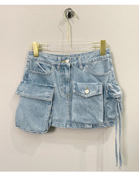 Jigan Workwear Made of Old Denim Skirt Half Skirt A-line Skirt Short Skirt