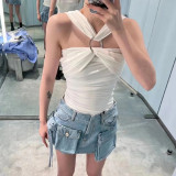 Jigan Workwear Made of Old Denim Skirt Half Skirt A-line Skirt Short Skirt