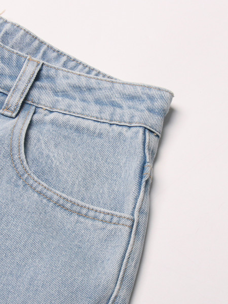 Vintage Washed High Waist Workwear Jeans Fashion Zipper Large Pocket Pants