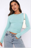 Women's casual long-sleeved T-shirt Spring and Autumn Solid Color Slim Fit Pullover T-shirt Women's Street Wear Bottom Top