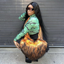Crossbody Love Bag Imitation Raccoon Dog Fur Grass Plush Large Capacity Shell Bag