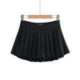 Women's fashion solid color front short back long anti glare pleated short skirt skirt skirt