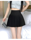 Anti glare pleated skirt Women's skirt Short skirt High waist Slim skirt Simple A-line skirt