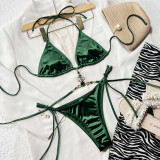 Cross hung diamond jewelry with diamond inlay bikini bandage split swimsuit