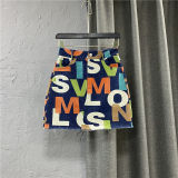 Large Personalized Colorful Letter Print High Waist Denim Skirt Slim A-Line Skirt Short
