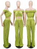 Fashion casual two-piece shoulder wrap chest wide leg set