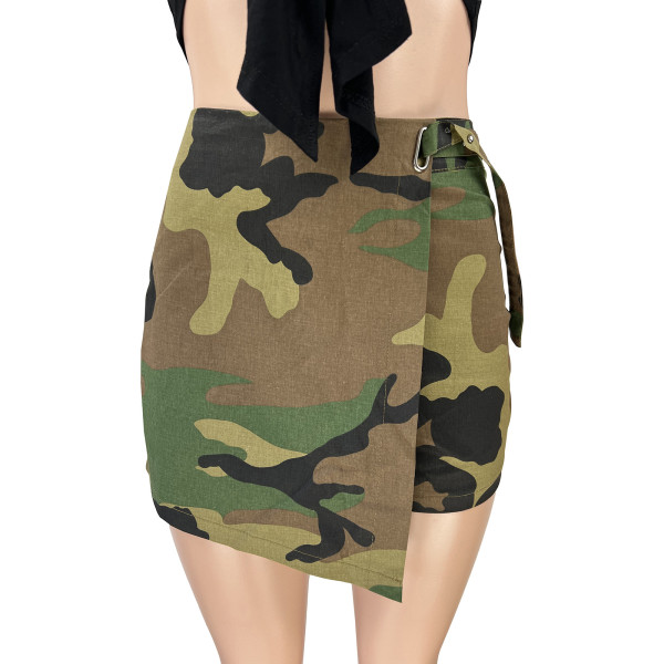 Fashion women's cross-border supply of camouflage irregular skirt pants