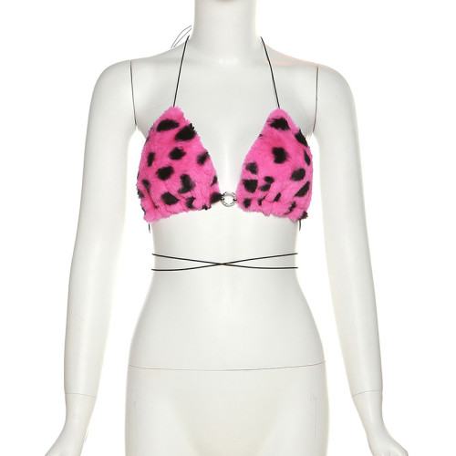 Women's Fashion Strap Hanging Neck Sexy Open Back Slim Fit Print Tank Top