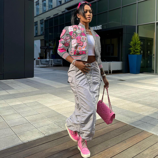 Fashion printed baseball jacket