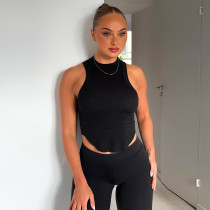 Solid Color Open Umbilical Sleeveless Slim Fit Sports Tank Top Solid Color Open Umbilical Sleeveless Slim Fit Sports Tank Top