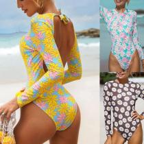 Swimwear Printed Open Back One Piece Conservative Swimwear Women's Swimwear Swimwear Printed Open Back One Piece Conservative Swimwear Women's Swimwear