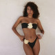 Women's three-dimensional flower decorative vest sexy briefs bikini