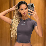 Fashion Casual Short Slim Fit Round Neck Open Umbilical Top