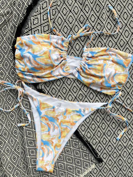 Sexy printed bikini cut-out halter swimsuit