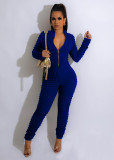 Women's winter solid color zippered collar foam cloth jumpsuit