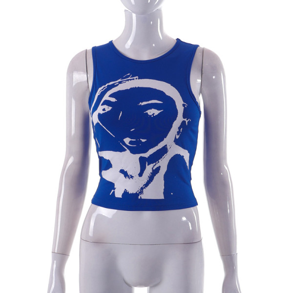 Casual Open Umbilical Personality Sleeveless Anime Print Slim Fit Tank Top