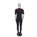 Fashion casual split pants short sleeve spring/summer two-piece set