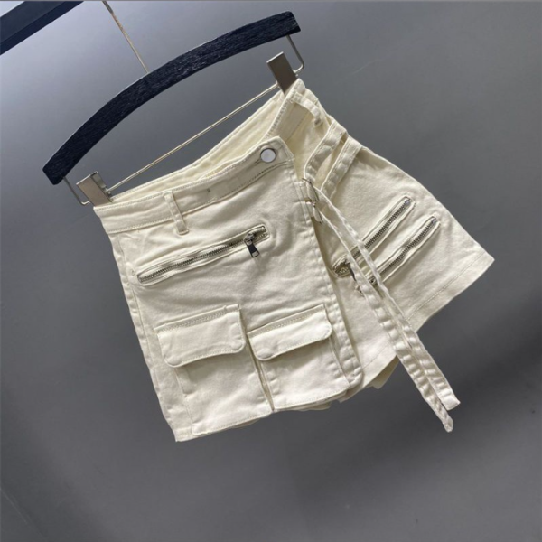 Irregular Denim Shorts A-line High Waist Loose Slim Wide Leg Hot Pants Worksuit Skirt