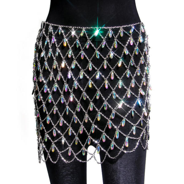 Hollow out sparkling crystal pendant skirt