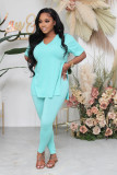 Fashion casual split pants short sleeve spring/summer two-piece set