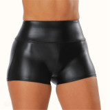 PU leather pants Women's sexy hot pants Night club shorts