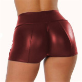 PU leather pants Women's sexy hot pants Night club shorts