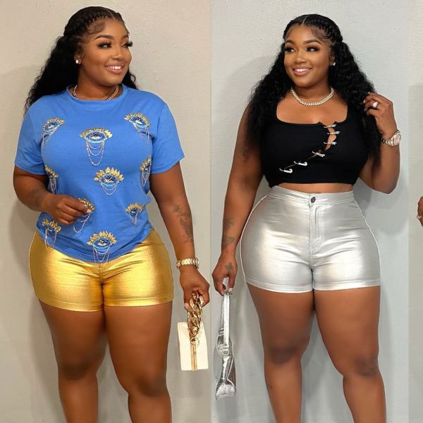 Women's metal candy color shorts