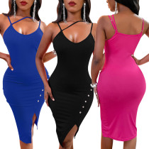 Sexy Fashion Oblique Split Strap Dress