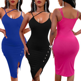 Sexy Fashion Oblique Split Strap Dress