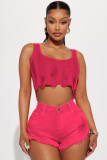 Fashion Casual Ragged Ragged Denim Shorts
