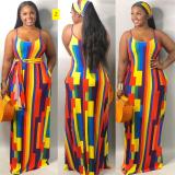 Women's tie dyed multicolored printed suspender loose fitting dress