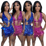 Women's sexy sequin beach skirt 3-piece swimsuit