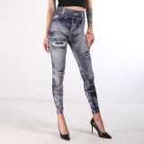 Denim leggings Women's multicolored hip lifting capris