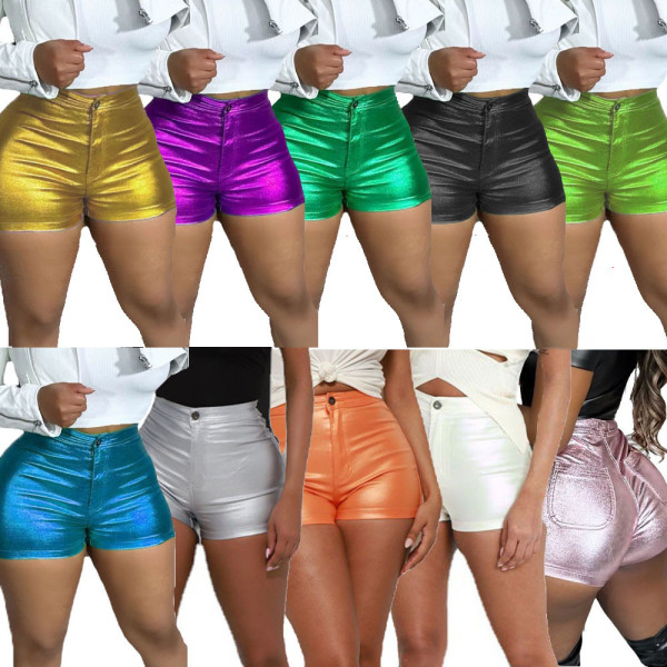 Women's metal candy color shorts